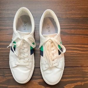 J.Crew Striped lace-up sneakers with navy and green stripes